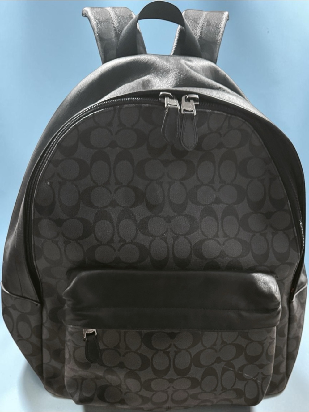 Alluring Coach Men's West, Black Signature Monogram Backpack